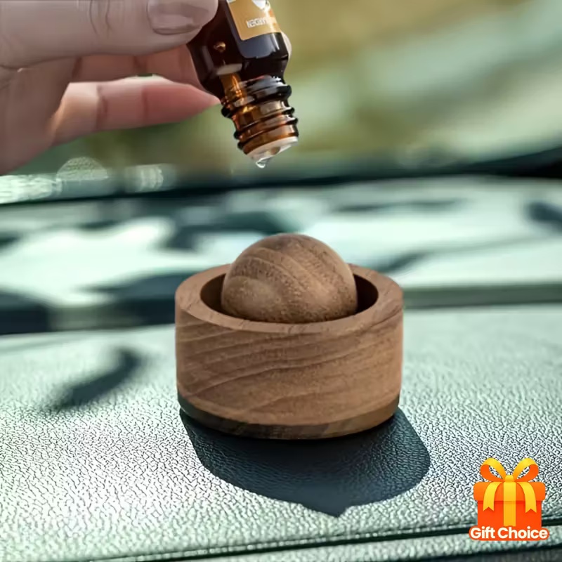 Home Fragrance Logo - Rotating Wooden Aroma Diffuser for Car