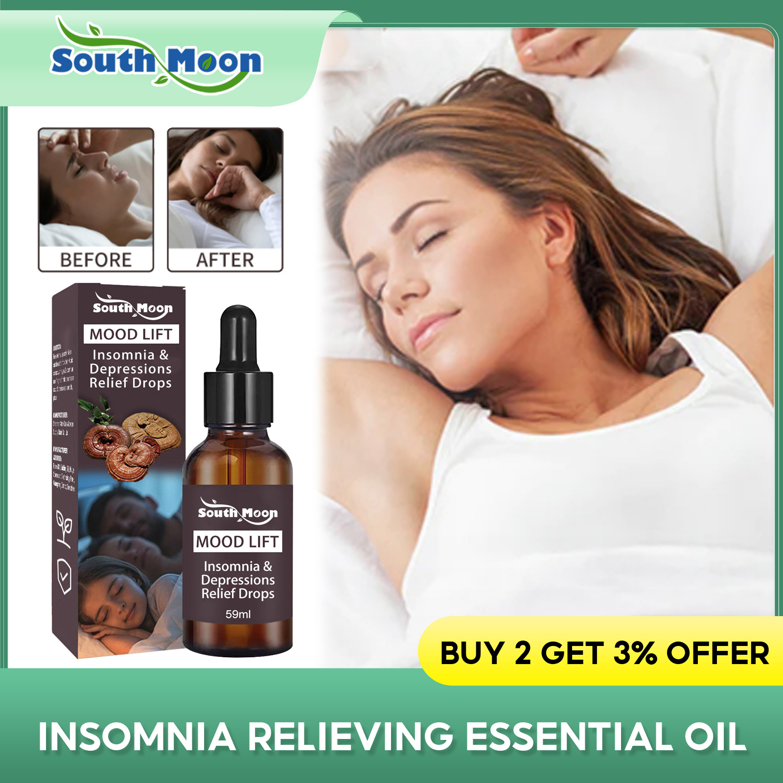 Lavender Pillow Spray - Insomnia Treatment Drops Deep Asleep Headache