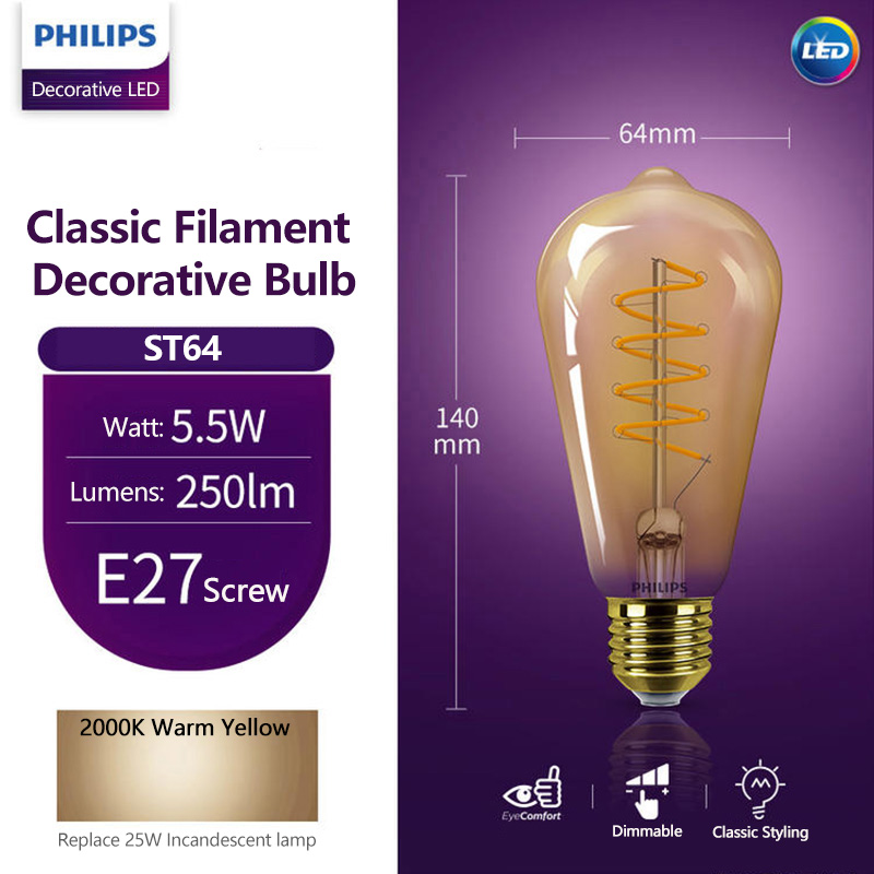 Philips LED ST64 E27 Decorativ - огляд і ціна Philips Bulb Led Classic