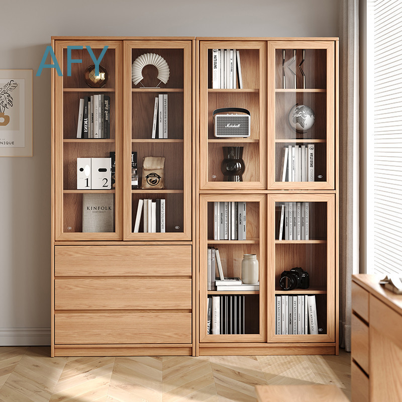 Solid Oak Bookcase with Slidin - огляд і ціна Muji Home Storage